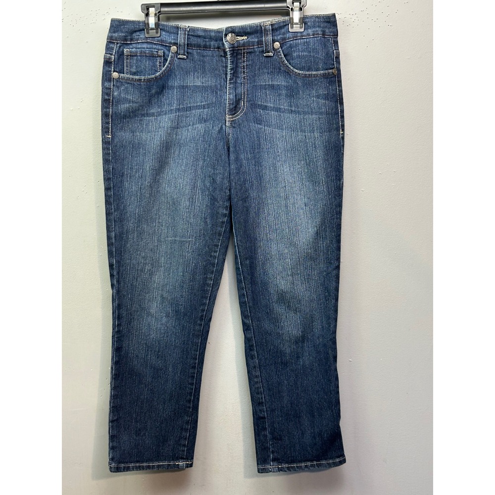Nine West Vintage America Jeans Womens 10‎ Classic Rise Dark Wash Crop Straight